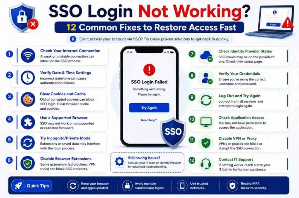 SSO Login Not Working 12 Common Fixes to Restore Access Fast